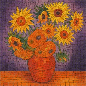 Abstract starry mosaic in monochrome with swirling shards