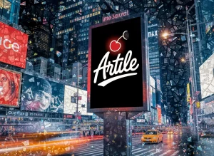 ArTile signature on a Times Square digital billboard.