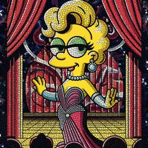 A lively Simpz-style figure wearing round glasses and wild hair