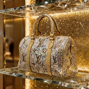 Louis Vuitton, reassembled in mosaic gold.