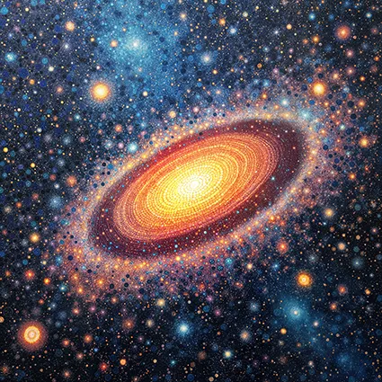 Cosmic tesserae nebula filled with polka dots