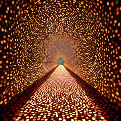 Mosaic portrait fractured with repeating dots