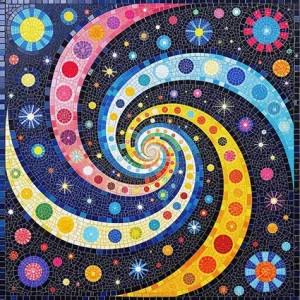 Tesserae mosaic pathway into infinity dotted tunnel