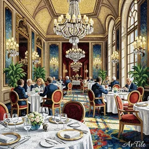 Ritz hotel dining room in mosaic and G. Marrone style