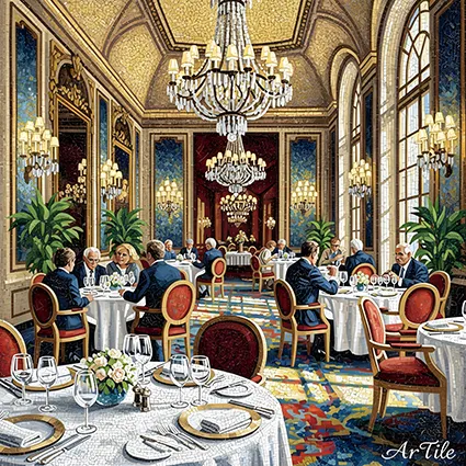 Ritz hotel dining room in mosaic and G. Marrone style