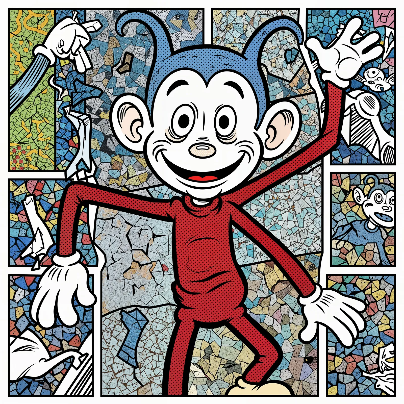 Surreal Plug figure fractured across comic panels