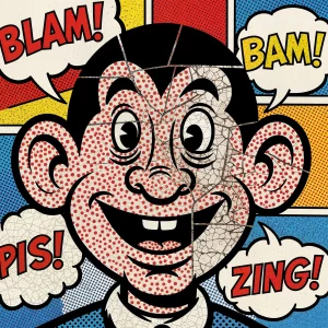 Plug-inspired pop art with warped proportions