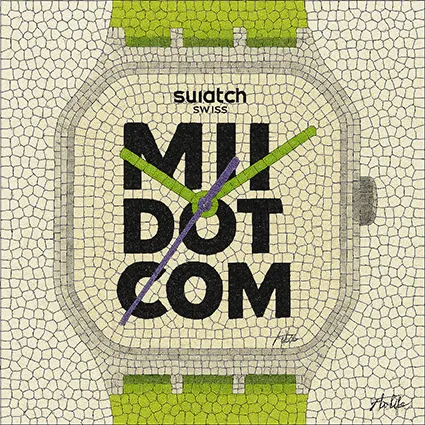 Lime-strap Swatch in tesserae mosaic style with bold black lettering